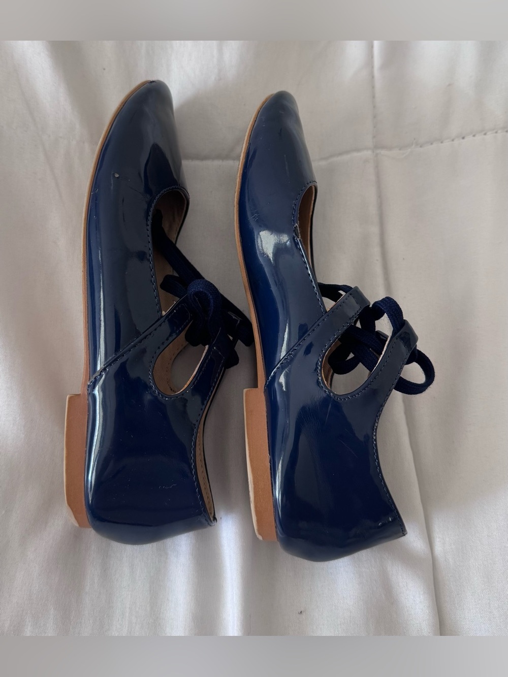 Zara Navy Patent Mary Jane with Lace Tie - Picture 4 of 10